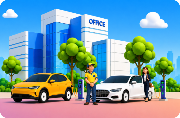 Driver ready at office for your daily commute